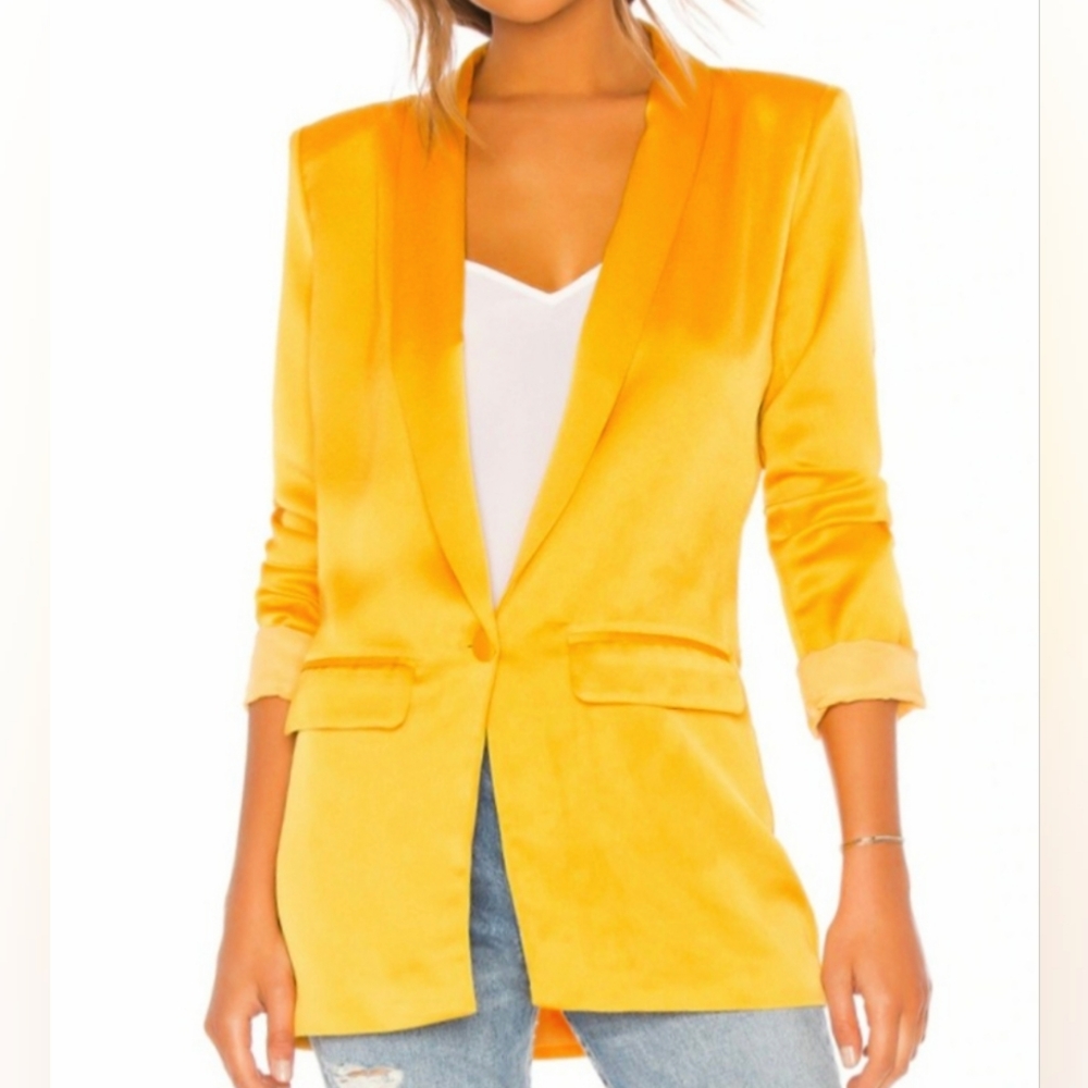 L'ACADEMIE The Fleur Satin Crepe Blazer